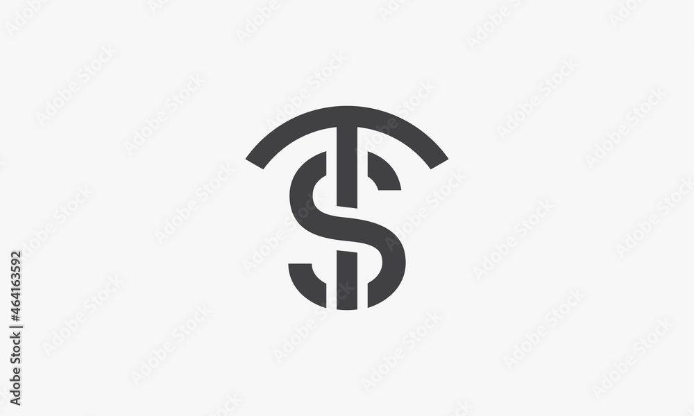 TS or ST letter logo isolated on white background. TS or ST letter logo isolated on white background.