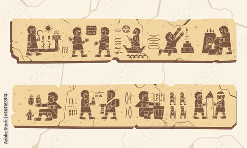 ancient hieroglyphic artifacts that tell about ancient human culture vector illustration