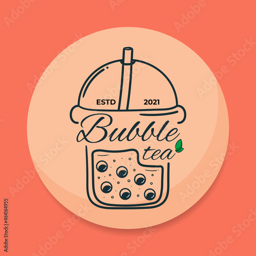 Bubble Tea Logo Design Inspiration  in Line Art