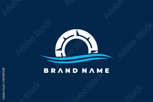 simple compass river water logo