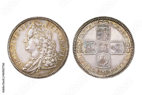 GEORGE II silver crown. Vector illustration.	
 photo