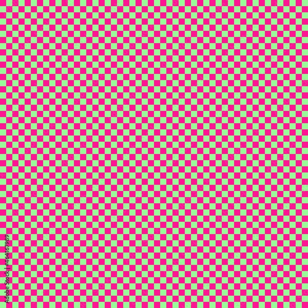 Checkerboard with very small squares. Pale Green and Deep pink colors of checkerboard. Chessboard, checkerboard texture. Squares pattern. Background. Checkerboard with very small squares. Pale Green and Deep pink colors of checkerboard. Chessboard, checkerboard texture. Squares pattern. Background.