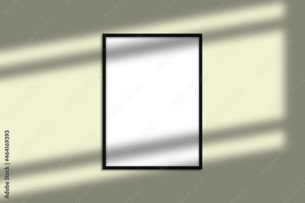 Black vertical photo frame mockup with shadow overlay and pastel color background Black vertical photo frame mockup with shadow overlay and pastel color background