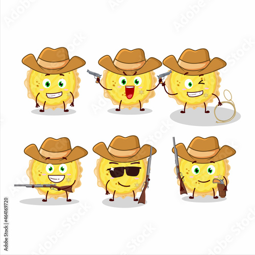 Cool cowboy cheese tart cartoon character with a cute hat