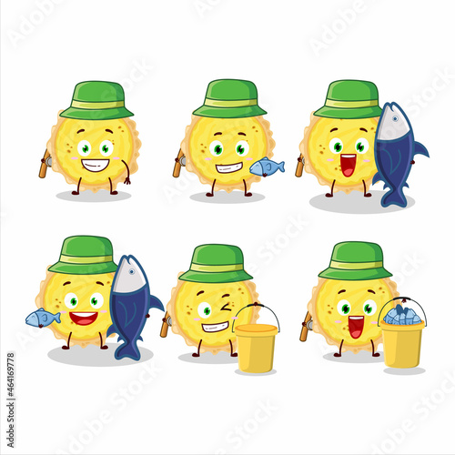 A fisherman cheese tart cartoon picture catch a big fish