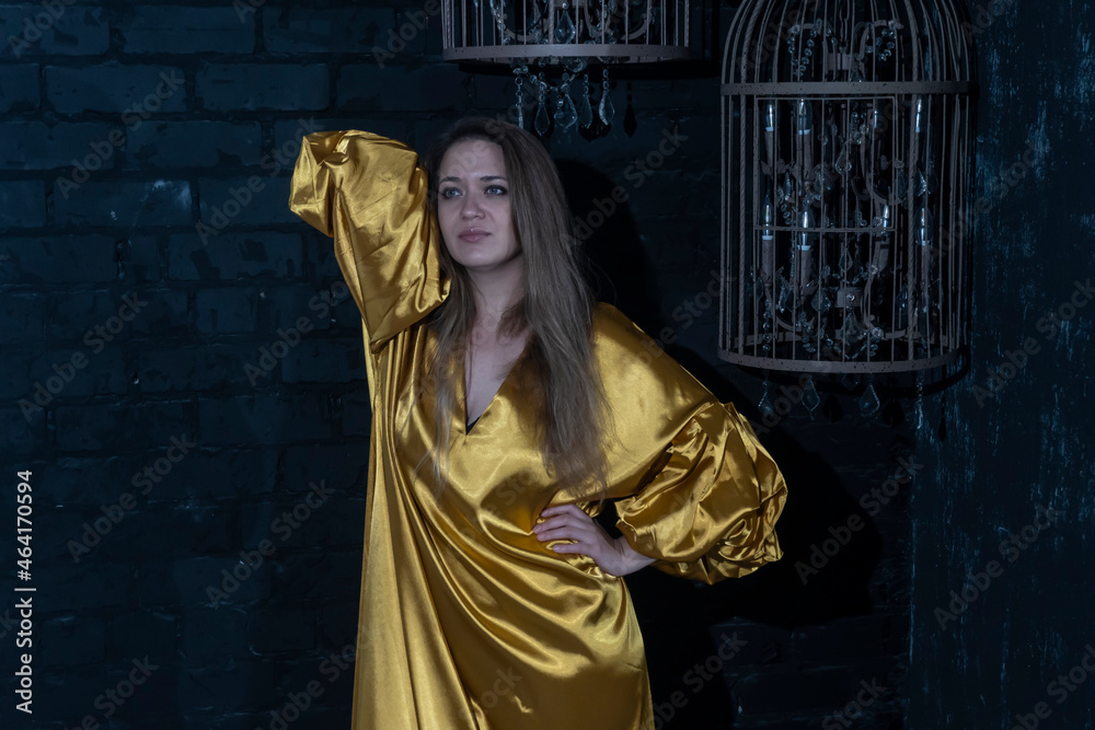 Naklejka premium young beautiful woman 29 years old with light brown hair and green eyes