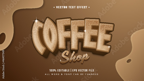 Coffee Shop 3d Text Style Effect. Editable Illustrator Text Style.