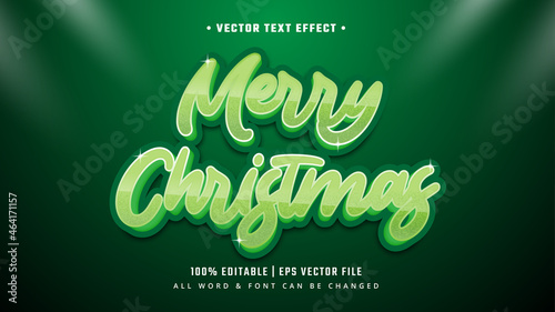 Merry Christmas 3d Text Style Effect. Editable Illustrator Text Style.