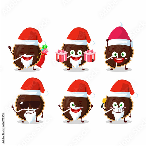 Santa Claus emoticons with chocolate tart cartoon character © kongvector