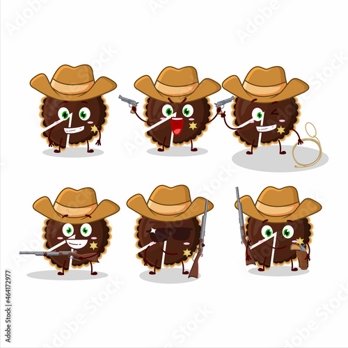 Cool cowboy chocolate tart cartoon character with a cute hat