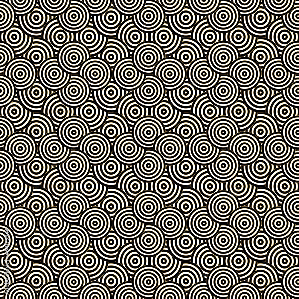 Seamless pattern random circles back and white abstract background.