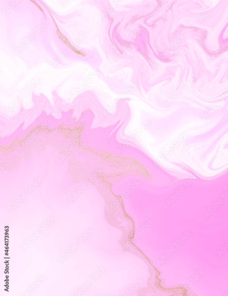 Pastel pink and white marble Texture with Gold Glitter for background.