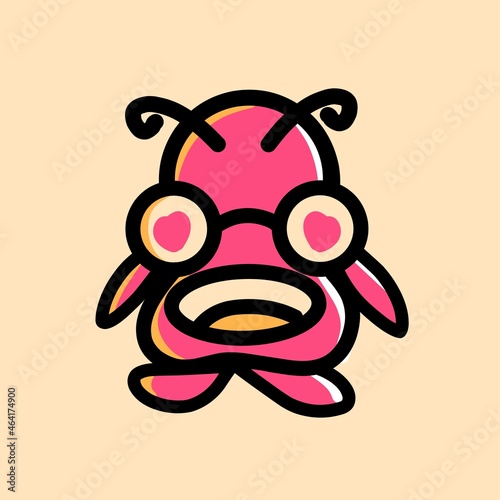 Cute monster mascot with pink color vector illustration design