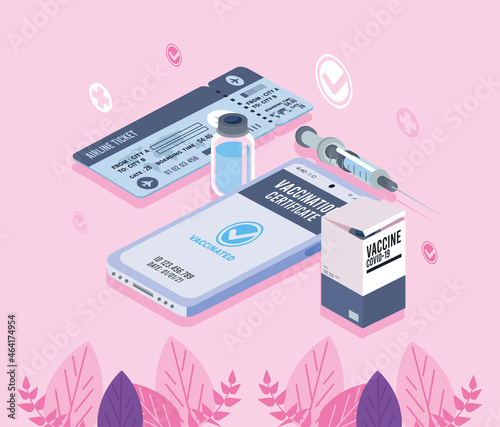 vaccine passport and flight ticket