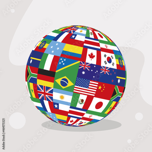 countries flags in sphere