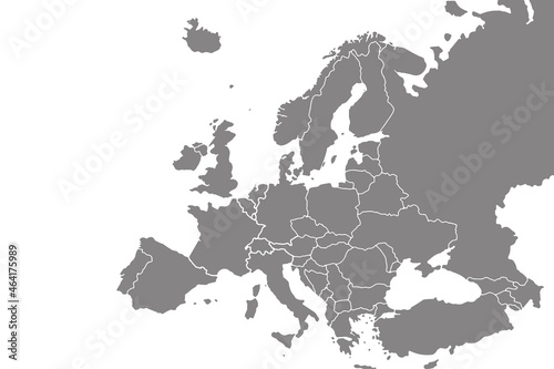Detailed vector map of the Europe on white background for website, application, printing, document, poster design, etc. vector EPS10 