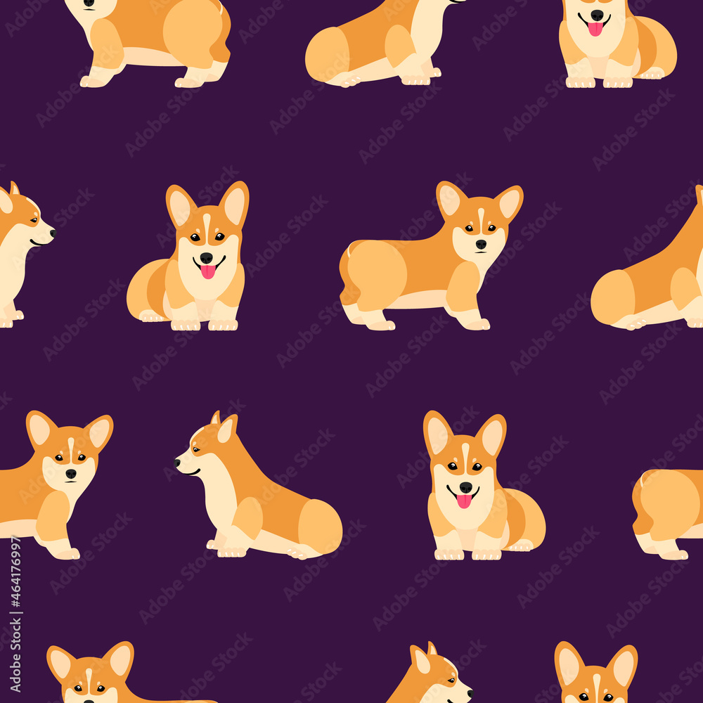 Funny happy dog corgi pattern