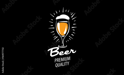 Vector logo with a drawn beer mug on a black background