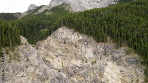 Particular mountain rock in The Kananaskis Country in the Canadian Rockies. Natural unexploited environment seen by drone in 4K resolution. photo