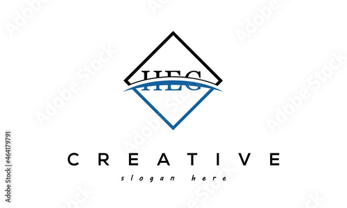 HEG three Letters Logo Design with Swoosh and Rectangle Square Box Vector Design photo