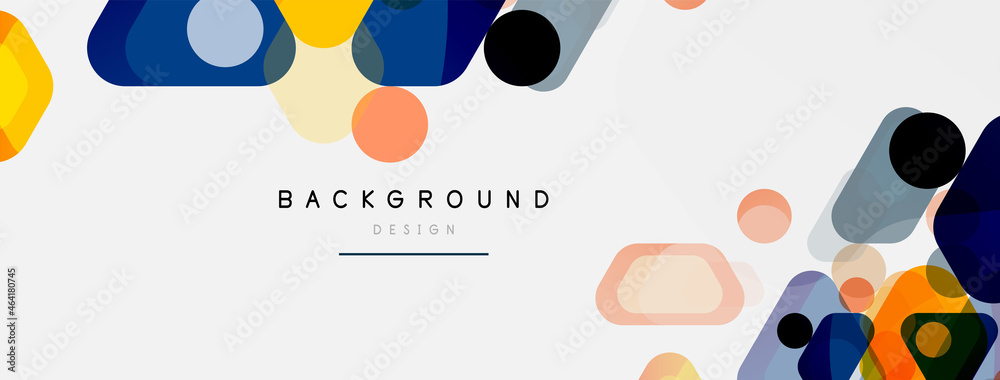 Color bubbles and rounded geometric shapes on white. Vector geometric minimal abstract background for wallpaper, banner, background, landing page Color bubbles and rounded geometric shapes on white. Vector geometric minimal abstract background for wallpaper, banner, background, landing page