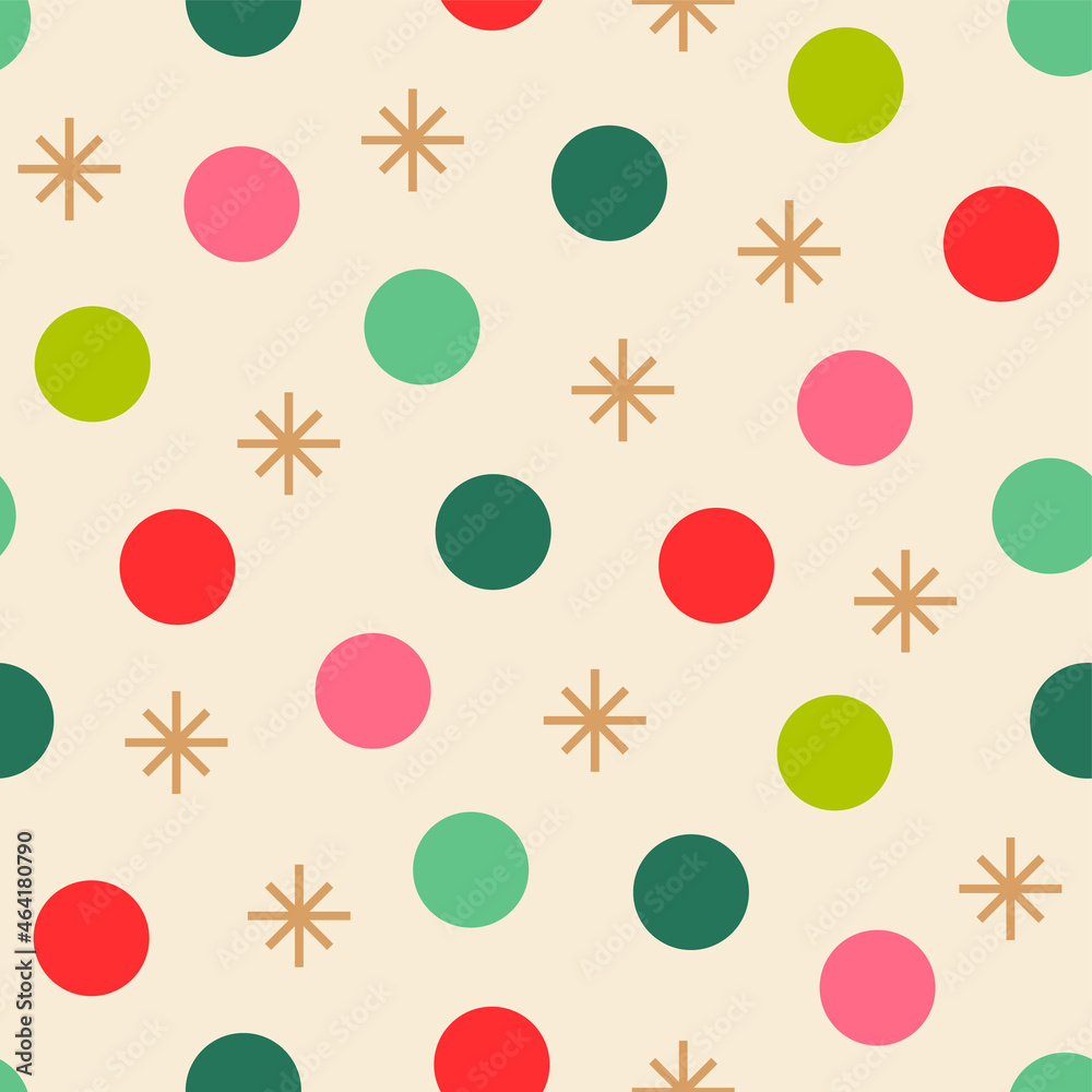 Dot and star seamless pattern for christmas holidays.