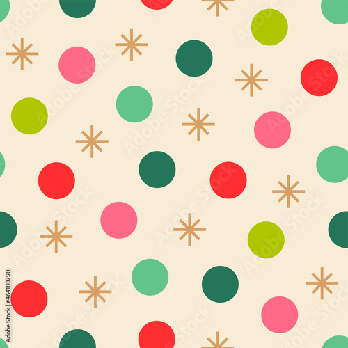 Dot and star seamless pattern for christmas holidays.