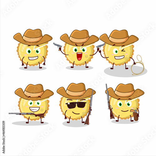 Cool cowboy lemon tart cartoon character with a cute hat