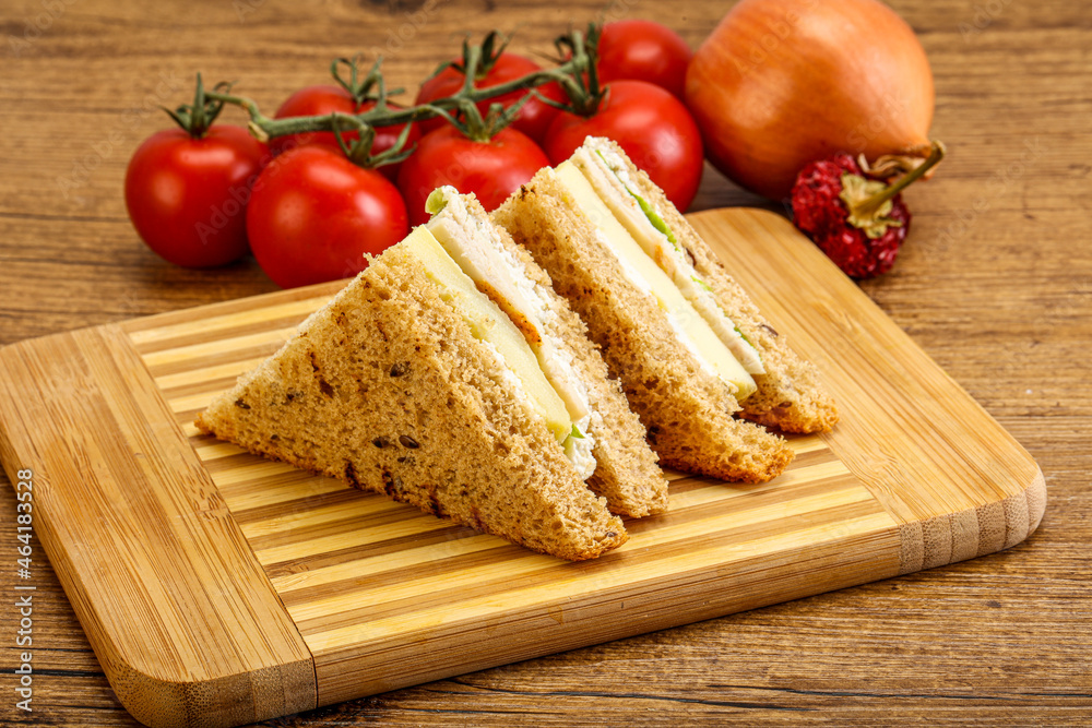 Club sandwich with chicken and cheese Club sandwich with chicken and cheese