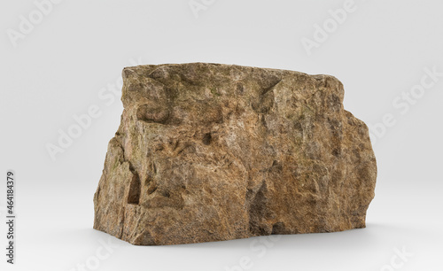 Isolated realistic rock  in white background  3d Rendering