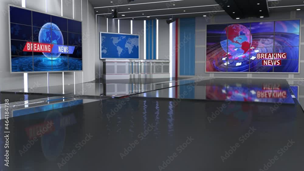 News TV Studio Set - Virtual Green Screen Background Loop motion ...