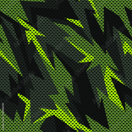 Seamless pattern with camouflage geometric trendy ornament. Military background for vinyl wrap and decal. Abstract endless camo vector texture.