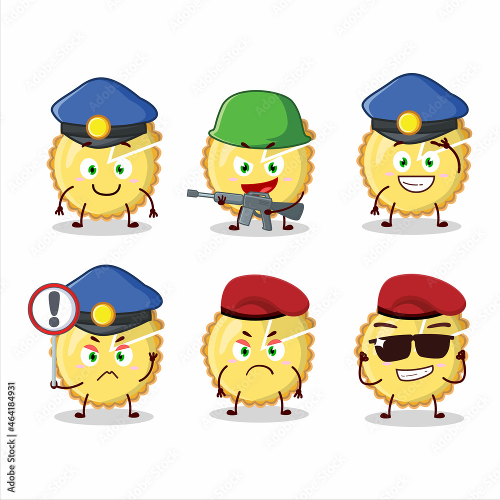 A dedicated Police officer of lemon tart mascot design style