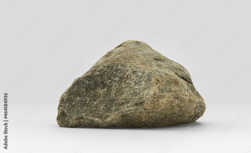 Isolated realistic rock  in white background, 3d Rendering