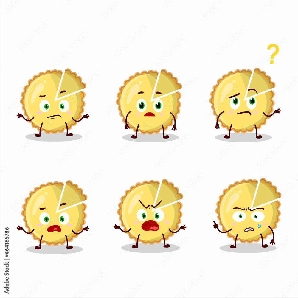 Cartoon character of lemon tart with what expression Cartoon character of lemon tart with what expression