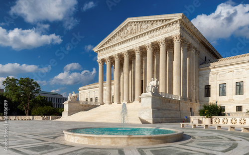 The United States Supreme Court Building at summer day in Washington DC, USA. 