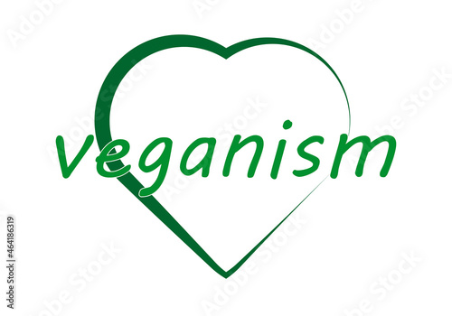 Icono de corazón de vegano con hojas verdes en fondo blanco.