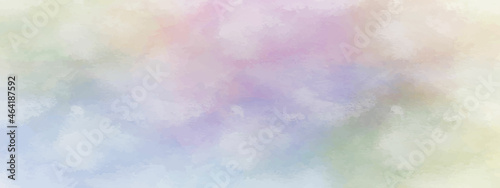 Light sky pink, purple shades and blue watercolor paper textured illustration for grunge design, vintage card, retro templates. Smooth pastel colors wet effect hand drawn canvas aquarelle background.