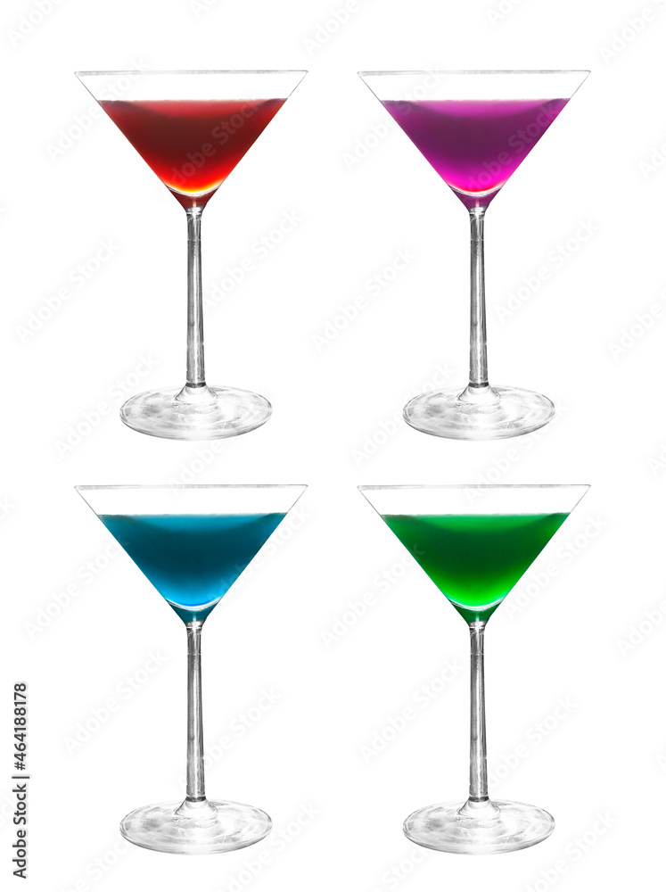 group of cocktail from juice on white background group of cocktail from juice on white background