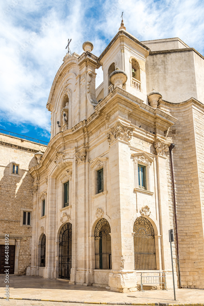 View at the Church of Santa Teresa in the streets of Trani in Italy