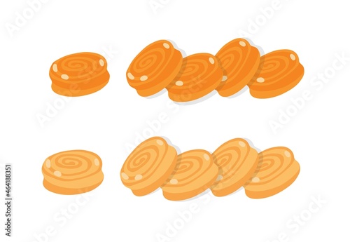 Caramel. Toffee. Lollipops. Isolated vector colorful element on a white background. 