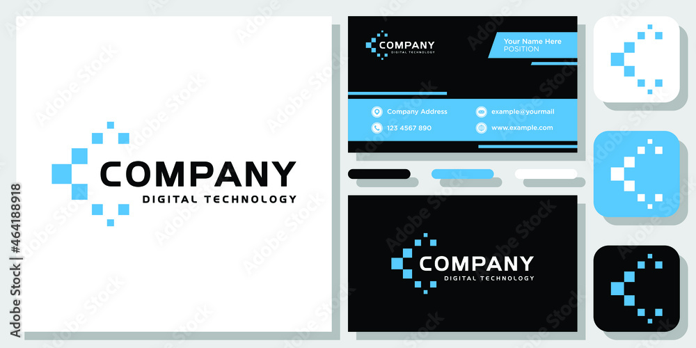 Initial Letter C Digital Technology Abstract logo design inspiration with Layout Template Business Card Initial Letter C Digital Technology Abstract logo design inspiration with Layout Template Business Card