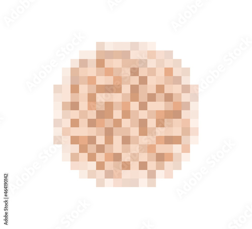 Censor blur effect texture for face or nude skin. Blurry pixel color censorship circle. Vector illustration isolated on white background.