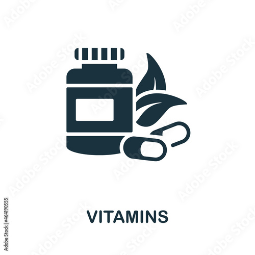 Vitamins icon. Monochrome sign from diet collection. Creative Vitamins icon illustration for web design, infographics and more