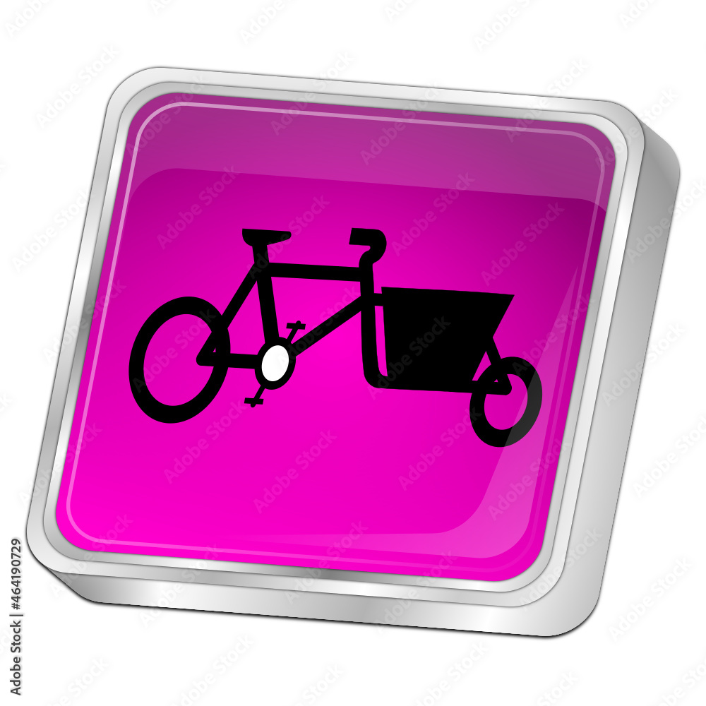 Button with Cargo Bike - 3D illustration