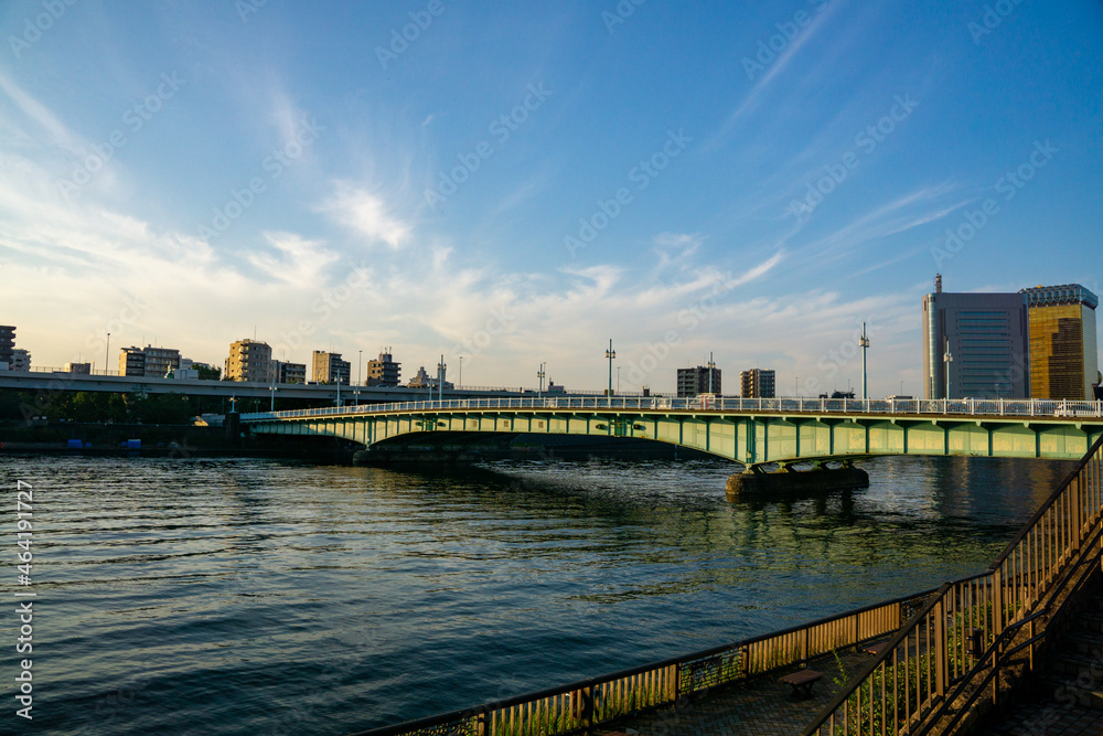 朝の隅田川 風景 言問橋 朝の隅田川 風景 言問橋