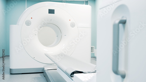 Bright room with modern MRI machine
