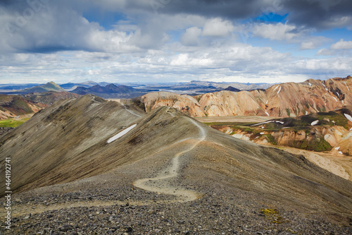 Colorful mountains on Landmannalaugar hiking trail. Magnificent Iceland