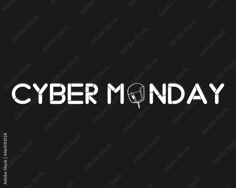 Cyber monday sale vector illustration. Cyber Monday advertiser with mouse. Online sale design backgrund
