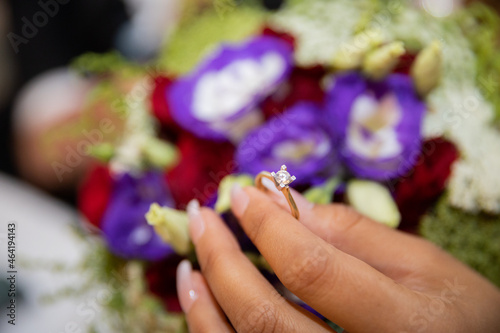 Brides wedding ring with diamond 